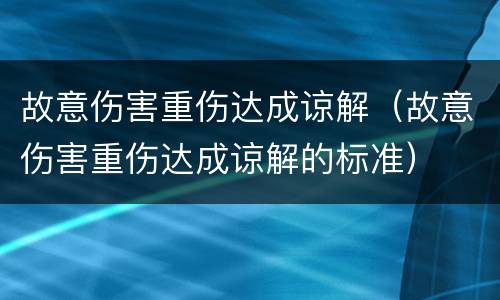 故意伤害重伤达成谅解（故意伤害重伤达成谅解的标准）