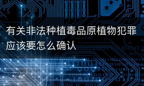 有关非法种植毒品原植物犯罪应该要怎么确认