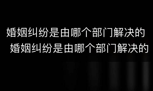 婚姻纠纷是由哪个部门解决的 婚姻纠纷是由哪个部门解决的案例