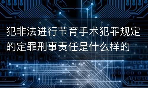 犯非法进行节育手术犯罪规定的定罪刑事责任是什么样的