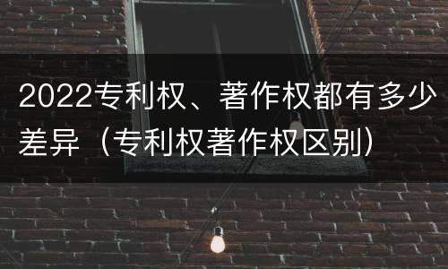 2022专利权、著作权都有多少差异（专利权著作权区别）