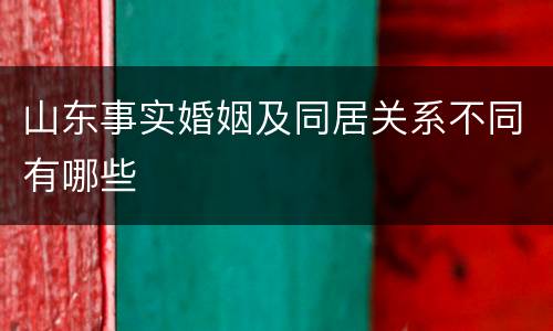 山东事实婚姻及同居关系不同有哪些
