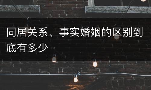同居关系、事实婚姻的区别到底有多少