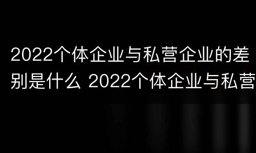 2022个体企业与私营企业的差别是什么 2022个体企业与私营企业的差别是什么意思