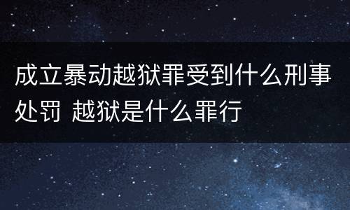 成立暴动越狱罪受到什么刑事处罚 越狱是什么罪行