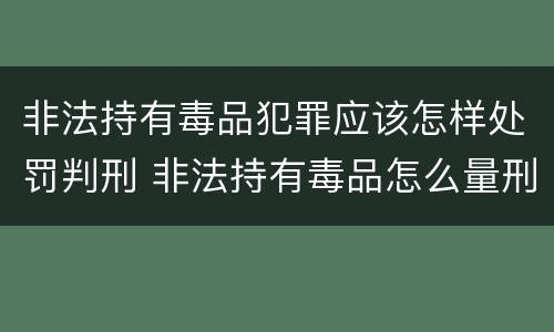 非法持有毒品犯罪应该怎样处罚判刑 非法持有毒品怎么量刑