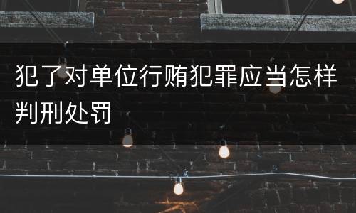 犯了对单位行贿犯罪应当怎样判刑处罚