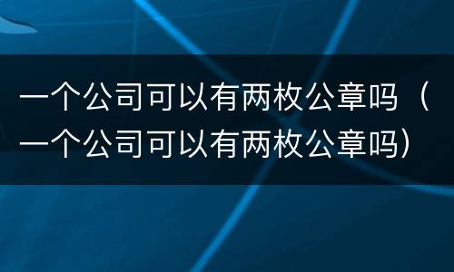 一个公司可以有两枚公章吗（一个公司可以有两枚公章吗）