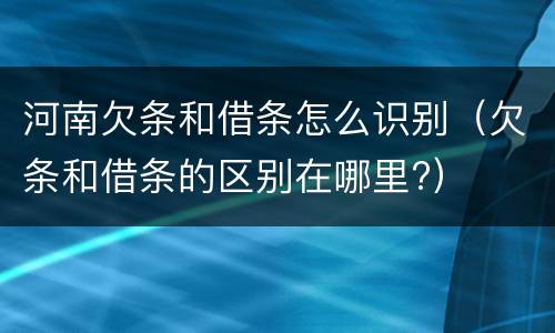 河南欠条和借条怎么识别（欠条和借条的区别在哪里?）