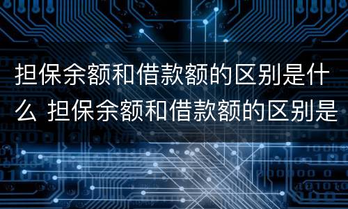担保余额和借款额的区别是什么 担保余额和借款额的区别是什么意思