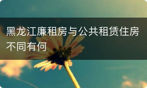 黑龙江廉租房与公共租赁住房不同有何