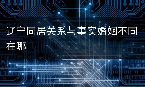 辽宁同居关系与事实婚姻不同在哪