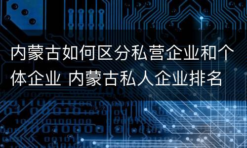 内蒙古如何区分私营企业和个体企业 内蒙古私人企业排名