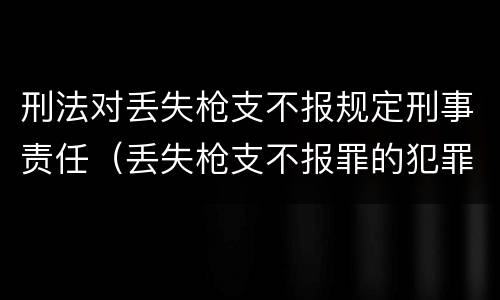 刑法对丢失枪支不报规定刑事责任（丢失枪支不报罪的犯罪主体是）