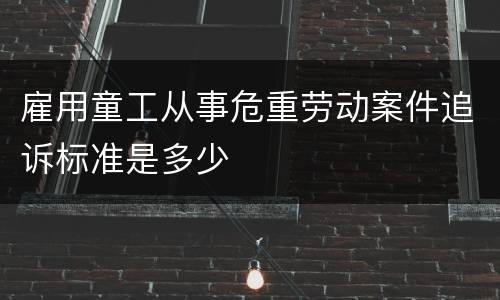 雇用童工从事危重劳动案件追诉标准是多少