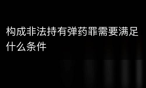 构成非法持有弹药罪需要满足什么条件