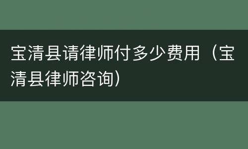 宝清县请律师付多少费用（宝清县律师咨询）
