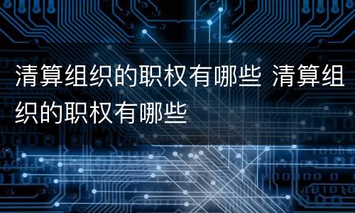 清算组织的职权有哪些 清算组织的职权有哪些