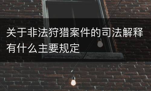 关于非法狩猎案件的司法解释有什么主要规定