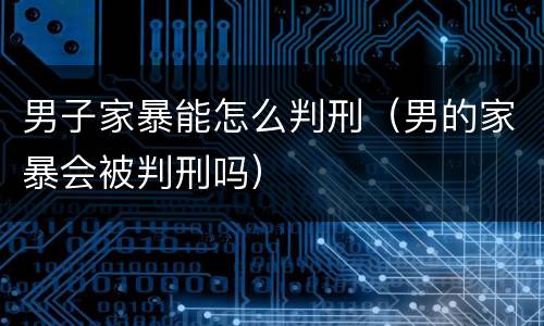 男子家暴能怎么判刑（男的家暴会被判刑吗）