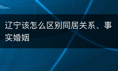 辽宁该怎么区别同居关系、事实婚姻