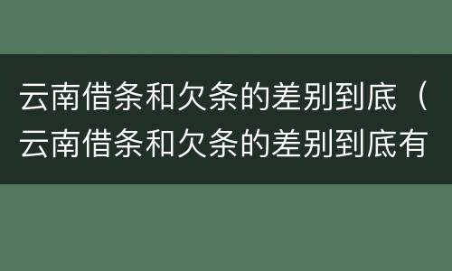 云南借条和欠条的差别到底（云南借条和欠条的差别到底有多大）