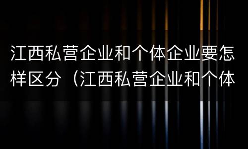 江西私营企业和个体企业要怎样区分（江西私营企业和个体企业要怎样区分出来）