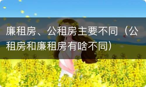 廉租房、公租房主要不同（公租房和廉租房有啥不同）