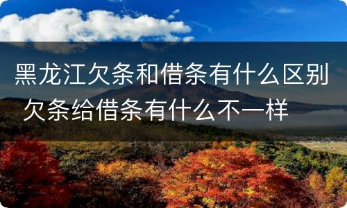 黑龙江欠条和借条有什么区别 欠条给借条有什么不一样