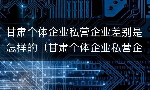 甘肃个体企业私营企业差别是怎样的（甘肃个体企业私营企业差别是怎样的呢）