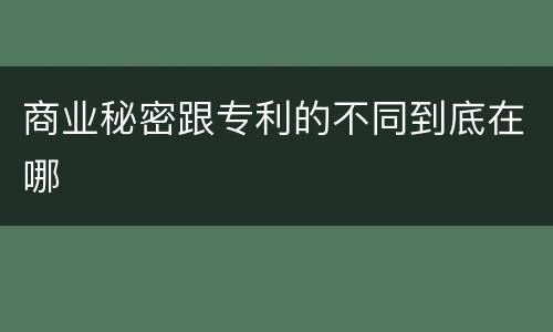 商业秘密跟专利的不同到底在哪