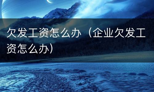 欠发工资怎么办（企业欠发工资怎么办）