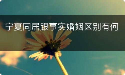 宁夏同居跟事实婚姻区别有何