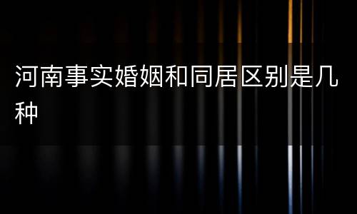 河南事实婚姻和同居区别是几种