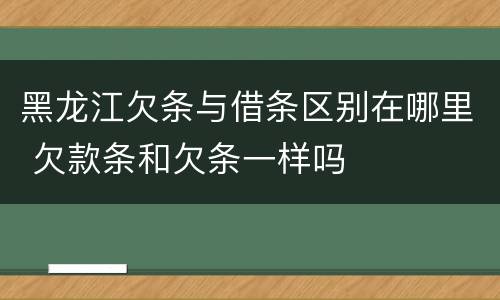 黑龙江欠条与借条区别在哪里 欠款条和欠条一样吗