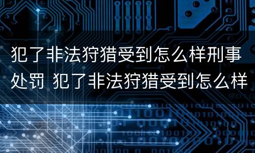 犯了非法狩猎受到怎么样刑事处罚 犯了非法狩猎受到怎么样刑事处罚呢