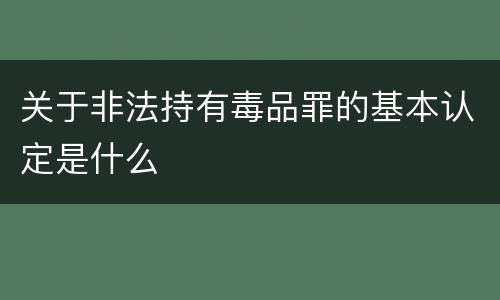 关于非法持有毒品罪的基本认定是什么