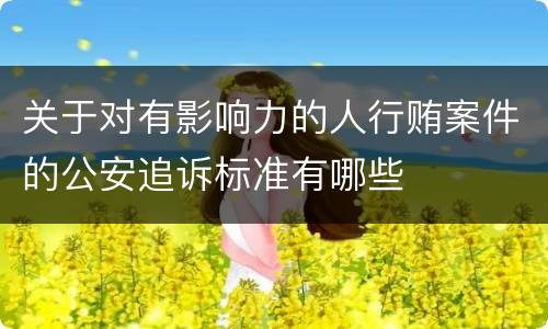 关于对有影响力的人行贿案件的公安追诉标准有哪些