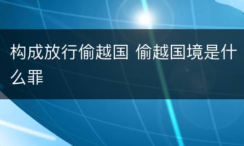 构成放行偷越国 偷越国境是什么罪