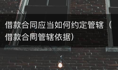 借款合同应当如何约定管辖（借款合同管辖依据）