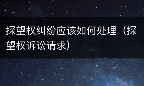 探望权纠纷应该如何处理（探望权诉讼请求）