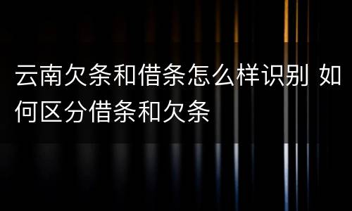 云南欠条和借条怎么样识别 如何区分借条和欠条
