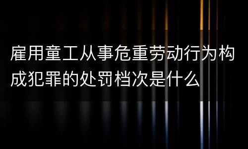 雇用童工从事危重劳动行为构成犯罪的处罚档次是什么