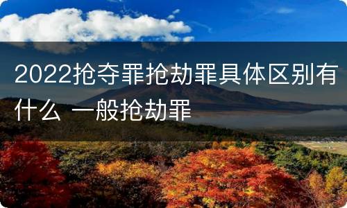 2022抢夺罪抢劫罪具体区别有什么 一般抢劫罪
