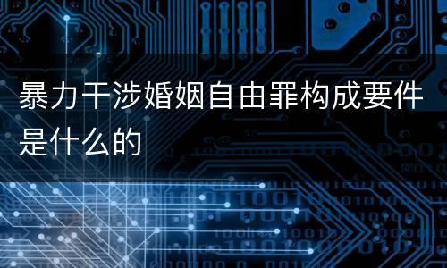 暴力干涉婚姻自由罪构成要件是什么的