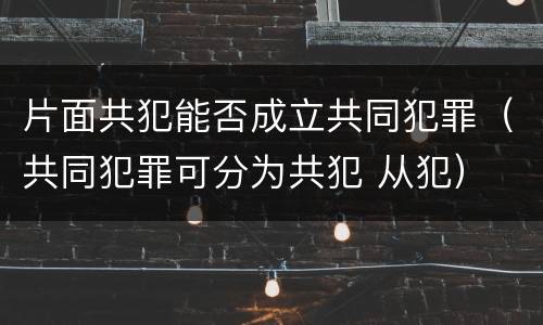 片面共犯能否成立共同犯罪（共同犯罪可分为共犯 从犯）