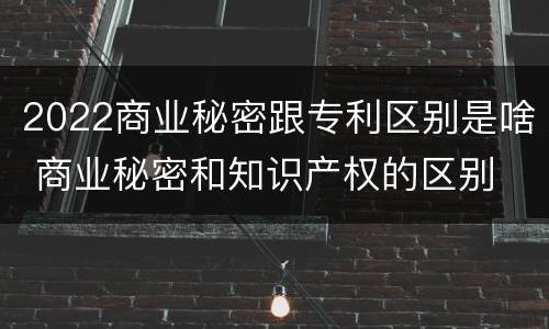 2022商业秘密跟专利区别是啥 商业秘密和知识产权的区别
