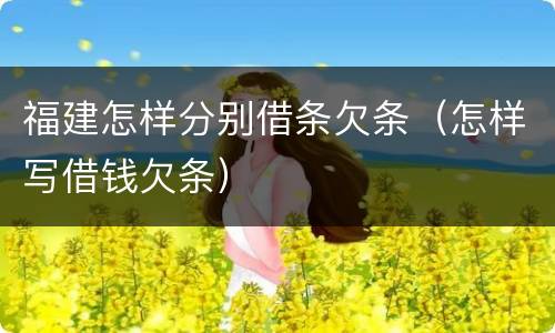 福建怎样分别借条欠条（怎样写借钱欠条）