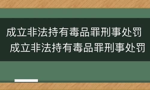 成立非法持有毒品罪刑事处罚 成立非法持有毒品罪刑事处罚案例