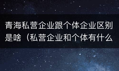 青海私营企业跟个体企业区别是啥（私营企业和个体有什么区别）